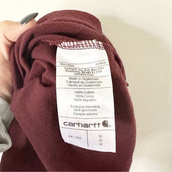 Carhartt Men's Loose Fit Heavyweight Short Sleeve T-Shirt Port Red M NWT - Picture 6 of 6